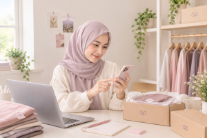 wanita berhijab mencari hijab murah